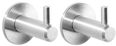 Kon-fort Home Handtuchhaken Edelstahl Bad und Küche 2 Stück Design aus Edelstahl AISI 304 Edelstahl Gebürstet Zum Bohren.