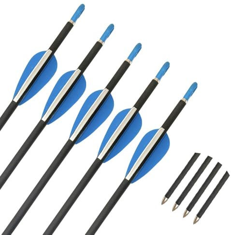 ZSHJG Carbonpfeile für Bogenschießen 32 Zoll Jagdpfeile Spine 1200 Bogenpfeile mit Fester Pfeilspitze für Compound und Recurve Bogen Pfeile für Bogensport (12pcs)