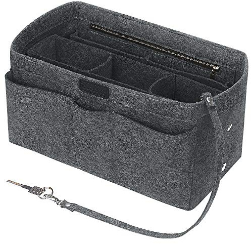 Betoores Handtaschen Organizer Taschenorganizer mit Fächer Geldbeutel-Einsatz Bag in Bag Handtaschenordner,Mittelgrau - XL