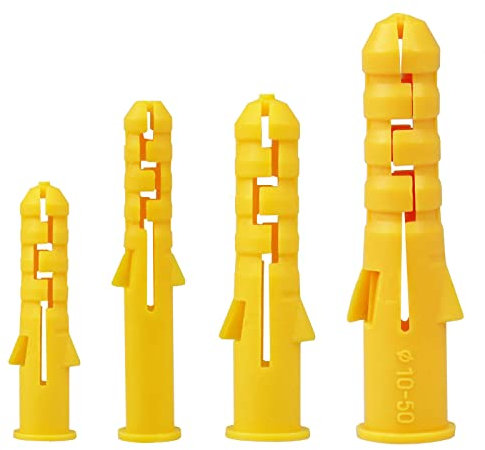 300 Pcs Wall Plugs Set, All in One Multi Purpose raw plugs, 6 8 10 mm Assorted Size Expansion Raw Plugs, Masonry Expansion Wall Plugs for Plasterboard Fixings