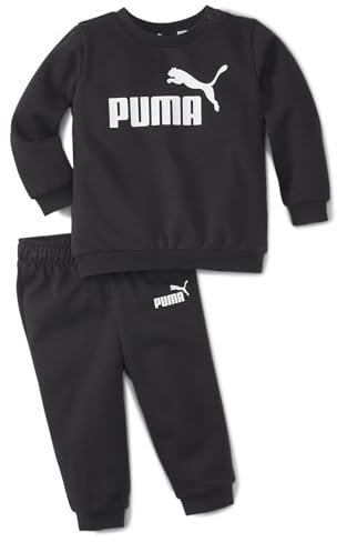 PUMA Minicats Ess Crew Jogger Fl, Tuta sportiva Unisex - Bimbi 0-24, Cotton Black, 98