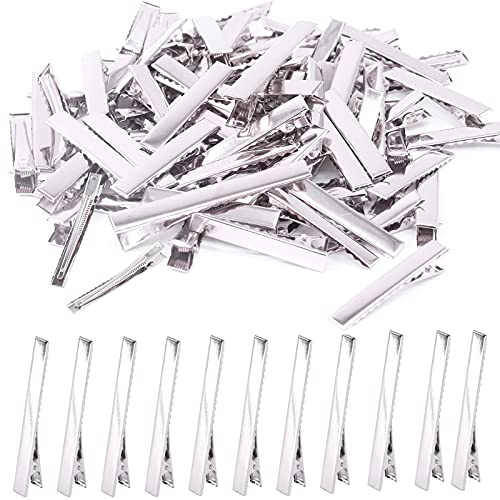 Keadic Lot de 200 pinces à cheveux crocodile argentées de 7,5 cm, nœud à cheveux en métal, épingles à cheveux à tige unique, pinces à cheveux professionnelles pour coiffure, coupe de cheveux, coiffure