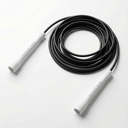 Elevate Rope Cuerda de velocidad profesional, cuerda de saltar ajustable de 3 m, PVC de 5 mm con núcleo de nailon para cardio (Black 1)