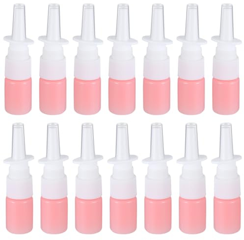 EXCEART 5ml Nasal Spray Bottle (50 Pcs) | Pink Empty Travel Bottles for Skincare | Refillable PET Fine Mist Atomiser with 18mm Calibre Nozzle