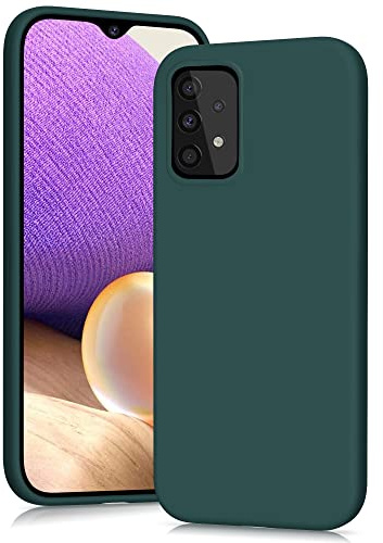 YATWIN Silicone Case for Samsung Galaxy A32 5G, Soft-Touch, Shockproof, Slim, Durable Phone Cover - Dark Green