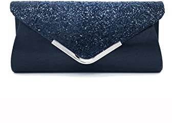 CORIOS Damen Clutch Tasche Envelope Abendtasche Pailletten Henkeltasche Glitzer Hochzeit Brautbörse Glänzend Umhängetasche Elegante Schultertasche für Hochzeit Abschlussball Bankett-Party Dunkelblau