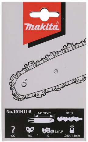 Makita 191H11-5 Sägekette 35 cm, 91PX, 52 Treibglieder, 1,3 mm, 3/8LP, Halbmeißel, doppelte Schneidecken, geringer Rückschlag, grobes Schnittbild
