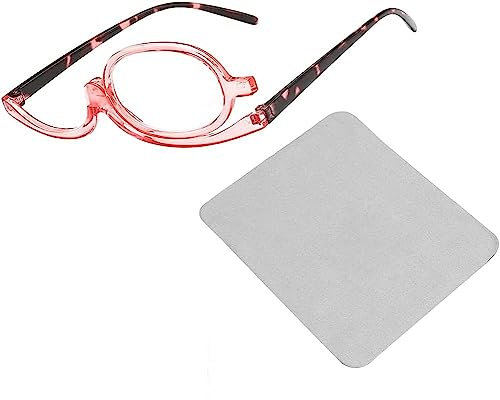 TUKNN Make up Brille für Damen, klappbaren Brillenglas, Make-Up Brille Lupen, Kosmetische Leseglas Faltbrille, Makeup Lesebrille Vergrößern Flip, Lesebrille, Mit 1 Reinigungstuch
