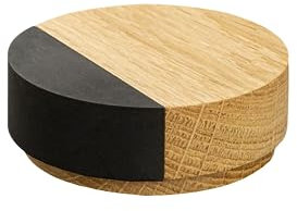 Gedotec Premium Türstopper Boden - Holz | OMO | 1 Stück Designer Tür Stopper Eiche | Türpuffer D: 65 mm selbstklebend | inklusive Befestigungsmaterial | Türstopper | door stopper