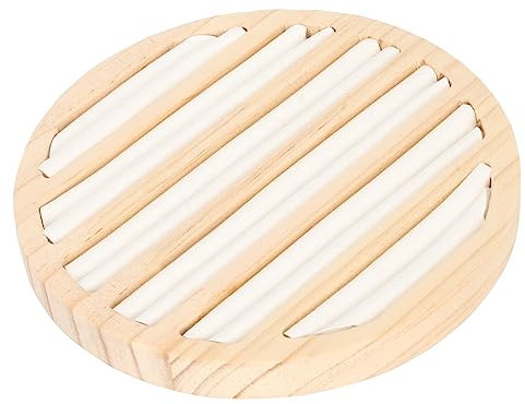 CYYZB Ring-Display aus Holz, Aufbewahrungs-Ring-Tablett für Schmuck, 6 Fächer, Rundes Ring-Ohrring-Organizer-Tablett, Ring-Displays für Den Verkauf Weiß(Weißes Leder)