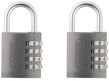 ABUS Zahlenschloss 145/40 Titanium - Kofferschloss, Spindschloss u. v. m. - Aluminium-Vorhängeschloss - individuell einstellbarer Zahlencode – 2er Set - ABUS-Sicherheitslevel 4