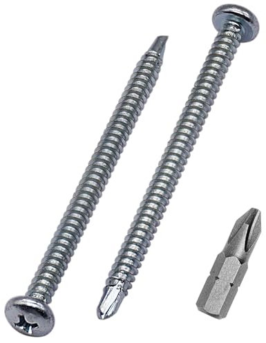 SKIR'CO (20 piezas) Tornillos autoperforantes 4,8 x 80 mm, Cabeza Alomada Phillips, tornillos galvanizados DIN 7504 N, tornillos autorroscantes