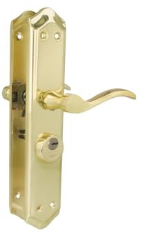 Amig - Manilla para puertas Izquierda ALFA con Muletilla 46 en Acero Latonado - Muletilla con Llave - 242 x 44 mm - Adecuado para Puertas de 35 a 45 mm - Diseño Ergonómico y Elegante para Interiores