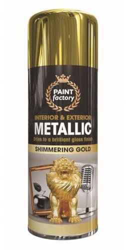 Inspired Essentials Metallic Spray Paint 400ml Multi-Purpose Use, Spray for Metal and Wooden Furniture, Ornaments, Decorative Items and Much More for Interior & Exterior (1, Shimmering Gold)