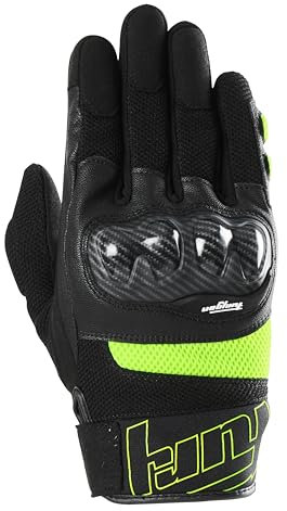 Furygan Galax EVO - Motorradhandschuhe Herren - Sommer Leicht Atmungsaktiv - Handflächenschutz Leder - Belüftung Belüftet - Touchscreen - Sensorbildschirm, Schwarz-Neongelb