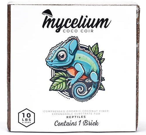 Mycelium Coco Coir Brick I Expandable Organic Coconut Fiber Substrate for Terrarium I Ideal for Reptiles Bedding, Nesting & Burrowing I OMRI Certified & Non-GMO Soil Alternative, 10lbs