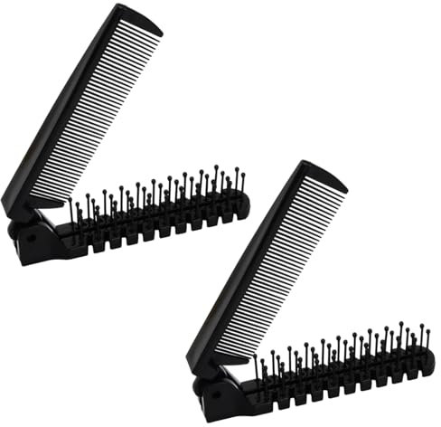 2 Pieces Double Headed Travel Hair Brush, Collapsible Pocket Comb, Anti-Static Small Folding Brush for Thick Curly or Straight Hair and Wigs, Effortlessly Detangles