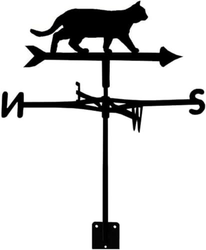 TIECHUINIUB Wetterfahne für Katzen, Tiere, Metall, Windfahne, Wetterhahn, Edelstahl, Windrichtungsanzeiger für Dach, Garten, Terrasse, Dekoration, Zubehör