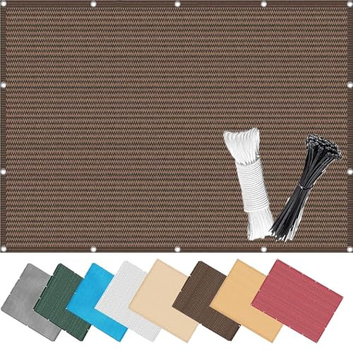 Balkon Sichtschutz Winddurchlässig 1.1 x 2 m, 96% Privatsphäre, Windschutz Staubschutz Wetterfest, Beständig, Anti-Uv, Blickdichte Balkonverkleidung, mit Ösen Kordel, für Balkon, Braun