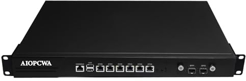 AIOPCWA 1U Firewall Appliance B250 Core i9 9900, 2 x 10Gb SFP+ LAN Firewall Hardware VPN Router PC, DDR4 OPNsense Hardware 19”Rackmount for Homelab Server with VGA, SIM, Barebone