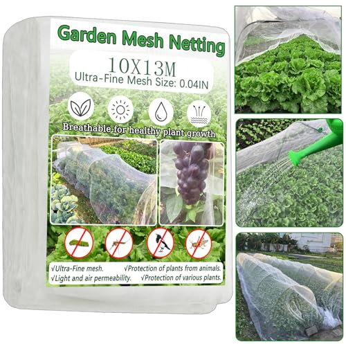 Insect Netting -3x13M Fine Mesh Garden Netting for Vegetables Plants Fruits Flowers Crops Greenhouse，Row Covers Raised Bed Barrier Screen Birds Insect Protection Netting