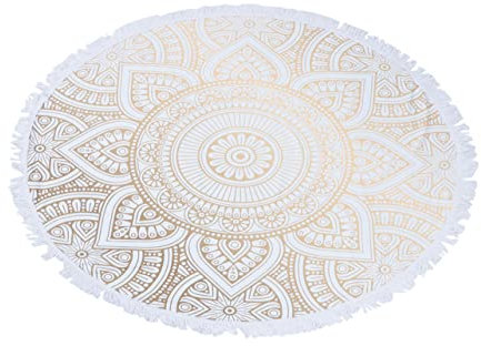 KONTONTY Strandtuch Mandala Rund Als Picknickdecke Und Yogamatte Leicht Zu Verstauen Für Strand Pool Oder Festival Mit Exquisitem Ethno-Design