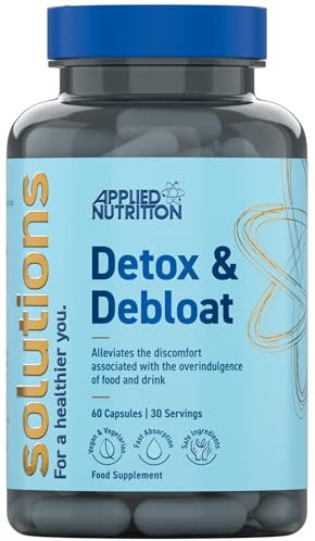Applied Nutrition - Solutions - Detox & Debloat - Vegan Capsules with Activated Charcoal, Milk Thistle & Dandelion Root Extract – Reduces Bloating & Supports Liver Health (60 Capsules – 30 Servings)
