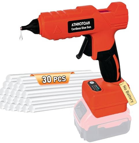 Cordless Hot Glue Gun 100W for Milwaukee 18V Battery, High-Temp Handheld Electric Power Glue Gun with 30PCS Full Size Glue Sticks for DIY Crafts, Repairs, Home, Office & School Projects (No Battery)