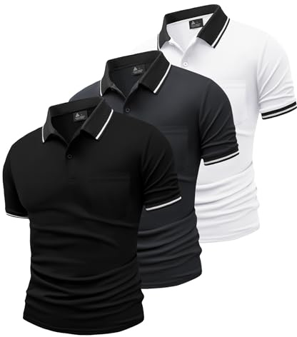 SwissWell 3er Pack Poloshirt Herren Kurzarm Golf Poloshirts Atmungsaktiv T-Shirt für Herren Polo Shirt