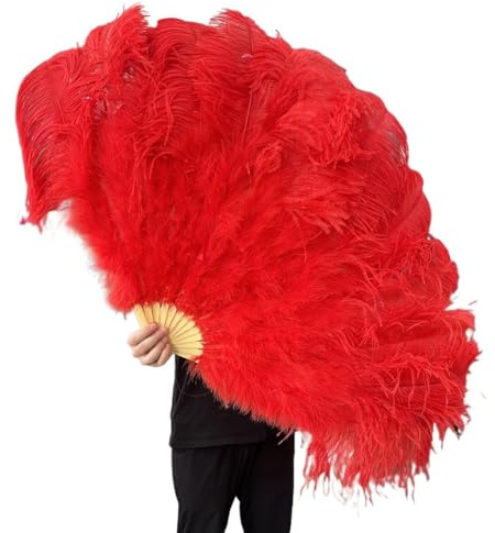 Abanico De Plumas Abanico de plumas grandes, 13 huesos, 100CM, 130CM, abanico plegable de mano for fiesta, carnaval, baile, decoración de actuación Para Fiesta De Disfraces Baile Boda EspectáCulo De(R