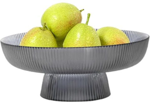 KYEQATY Trifle Bowl with Pedestal Vertical Striped Glass Pedestal Bowl with Large Opening Elegant Ridged Trifle Bowl Glass for Fruits Snacks or Display Decorations