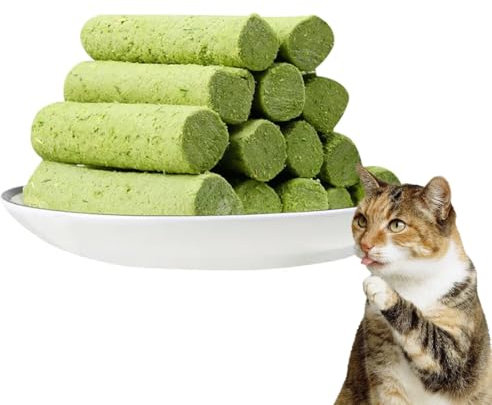 KEQAR 10 Pcs Katzengras Snack 50g Katzengras Sticks Gefriergetrocknet Snacks für Katzen für die Zahnpflege und Haarknäuel Entfernen Katzenminze Cat Grass Stick
