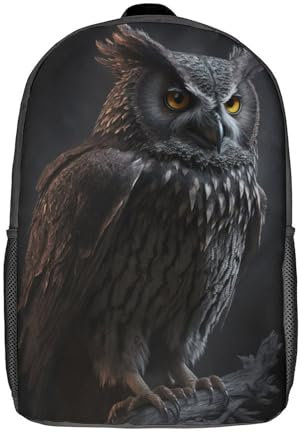 GQmoney Rucksack mit Eulenmotiv, 3D-Druck, Kindertasche, Grundschüler, Tagesrucksack, leichte Schultasche für Kinder, Mädchen, Jungen, Kindergarten, Lunchpaket, 43,2 cm