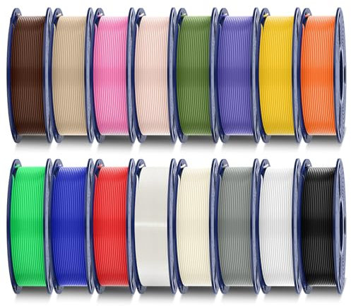SUNLU PLA Plus Filament 16 Farben Bundle, Multicolor PLA+ 3D Drucker Filament 1.75 mm, Einzeln Vakuumverpackt, 0.25kg/Spule, Insgesamt 4kg, 16 Spulen​