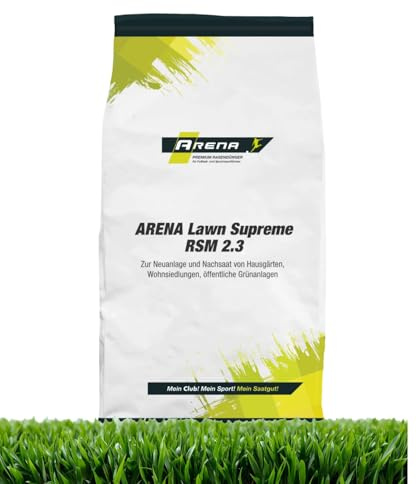 ARENA Gebrauchsrasen Rasensamen RSM 2.3 3kg I Sport- und Spielrasen Saatgut Samen für Neuansaat und Nachsaat I schnellwachsende Gras Sportrasensamen I Lawn Supreme