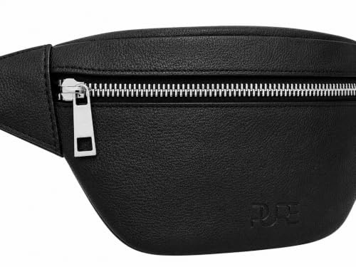 Leder Brusttasche Herren Damen - Crossbody Bag Echtleder - Bauchtasche Unisex - Minimalistisch Urban Design - Für Alltag Reisen Festival Schwarz