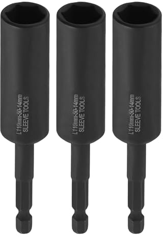 sourcing map 3pcs Nut Driver Drill Bit 14mm Metric Deep Socket 1/4 Hex Shank 4.3 (110mm) Extra Long 6-Point Sockets Quick Change CR-V Steel Bolt Setters for Power Drill Drivers
