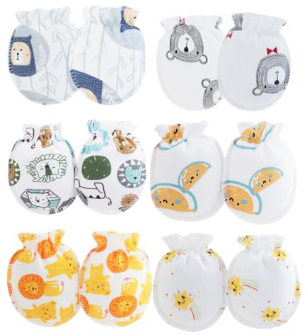 KIRZAX 6 paires, moufles pour nouveau-nés, moufles pour bébés à un doigt, moufles pour nouveau-nés résistantes aux rayures, moufles en coton pour nouveau-nés et bébés