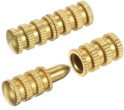 PATIKIL Table Leaf Dowel Pin, 20 Pack Zinc Alloy Table Bolt Sleeve Connectors Top Leaf Alignment Pins for Furniture Desk, Golden