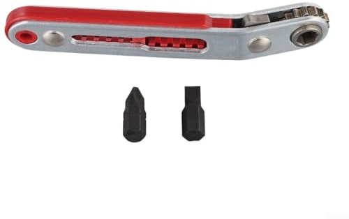 UrbanHui Juego de 3 mini destornilladores de llave de carraca, desplazamiento de 90 grados con vástago hexagonal de 1/4 pulgadas y unidad cuadrada, acero al cromo vanadio, control bidireccional para