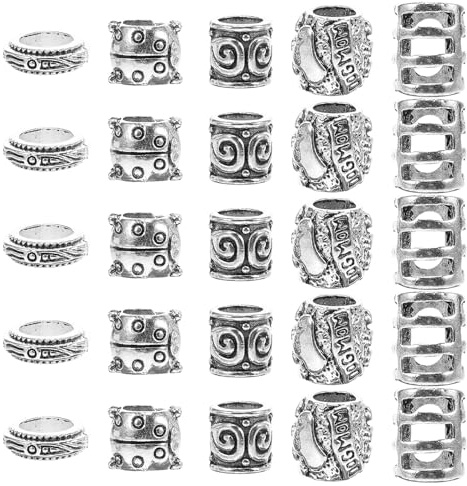 FOMIYES 50 piezas Anillos Puño para Dreadlocks Adornos de Metal para Trenzas Africanas Accesorios Ligeros y Flexibles para Cabello Trenzado Joyas para Pelo Decoración Personalizada para