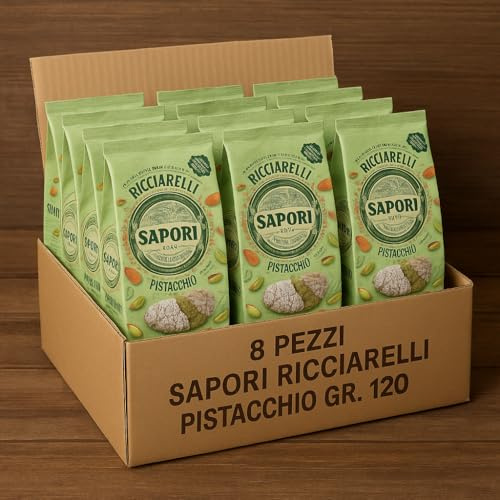 Ricciarelli Toscani 8 Pezzi 120g Dolcetti Artigianali alla Mandorla o Pistacchio Confezione Monoporzione Fresca Perfetti per Dessert Colazione Merenda e Idee Regalo Tradizionali Italiane (Pistacchio)
