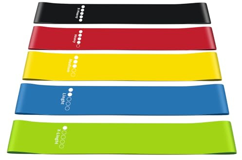 Juxtaposia Widerstandsband-Set, rutschfeste Elastische Trainingsbänder für Bein/Gesäß/Arm-Training, Fitnessbänder für Zuhause & Gymnasium Kompatibel mit Yogamatten & Trainingsgeräten