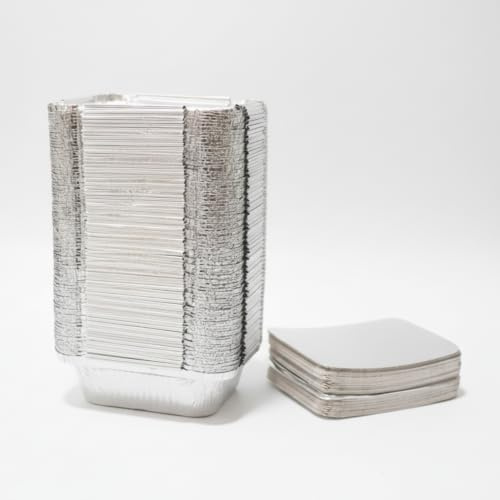 100 SMALL Foil Containers with Lids - 250ml | Durable & Leak-Resistant Food Storage Containers for Roasting, Meal Prep, Takeout, and Events Parties (100 Pack)