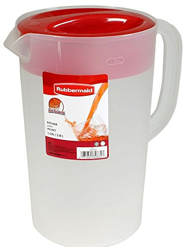 Rubbermaid Clear Pitcher, 1 Gallon, Red