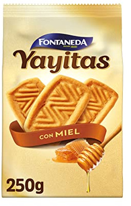 Fontaneda Yayitas Galletas con Miel, Deliciosas y Crujientes, deliciosas para Desayuno, 250 g | Galletas Yayitas con Miel elaboradas con cereales y ricas en fibra, ideales para desayunos, meriendas y recetas caseras