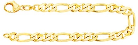 EDELIND 585 Gold Armband Damen Herren 5.3 mm Bracelet Figarokette diamantiert Gliederung 3+1 14 Karat Gelbgold Länge 19cm Armkette Made in Germany
