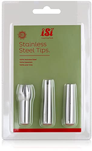 ISI 271701 Edelstahltüllen- zum Sprühen von Sahne, Desserts, Espumas, Soßen, Suppen und vieles mehr, Kaffee, Set of 3