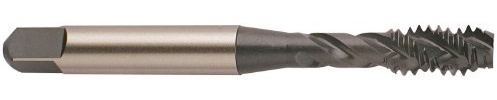 YG-1 - F8445 F8 Series Vanadium Alloy HSS Spiral Flute Tap, TiN Coated, Round Shank with Square End, Bottoming Chamfer, 5/16-18 Thread Size, H5 Tolerance