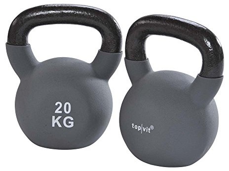 1 x Kugelhantel, top|vit® kettle.bells, Neopren-Hantel, Gewichte, 20,0 kg, grau